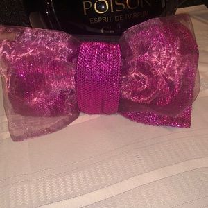 Pink Black Bow Sequin Bling Clut